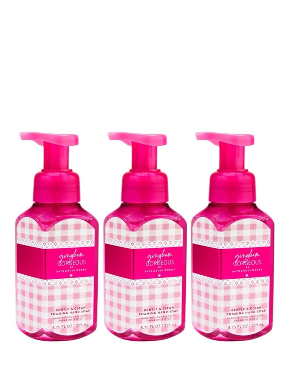 NEW 3X Bath & Body Works GINGHAM GORGEOUS Foam Hand Soap 8.75 fl oz Bundle